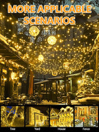 6 Pack Solar Christmas Lights Outdoor Waterproof, 600 LED 198 FT Solar Powered String Lights Outdoor with Green Wire 8 Lighting Modes, Mini LED Xmas Tree Light for Fence Party Decorations, Warm White