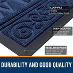 OLANLY Welcome Door Mat Indoor Outdoor Entrance, Heavy Duty Sturdy Front Door Mat, Waterproof All-Weather Doormat, Stain Resistant, Low Profile, Easy Clean Patio Entryway Mat, 47 x 32, Navy