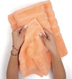American Soft Linen Luxury 6 Piece Towel Set, 2 Bath Towels 2 Hand Towel 2 Washcloths, 600 GSM 100% Cotton Turkish Towels for Bathroom, Malibu Peach Towel Sets