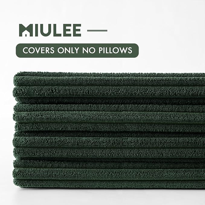 MIULEE Boho Farmhouse Throw Pillow Covers 16x16 Inch Set of 4 Mordern Nordic Cushion Covers Soft Corduroy Christmas Home Decor for Couch Bed Sofa Living Room Army Green