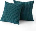 MIULEE Pack of 2 Decorative Throw Pillow Covers 20x20 Inch Soft Boho Striped Textured Corduroy Pillow Covers Modern Farmhouse Home Decor for Couch Bed Sofa Living Room Teal Blue