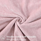 decorUhome Couch Throw Pillow Covers 24x24 Set of 2, Decorative Soft Euro Neutral Chenille Pillow Covers with Elegant Design for Sofa Bed Living Room Home Decor, Blush Pink