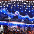 132FT 1332 LED Outdoor Christmas Lights - 296 Ice Drops, 12 Pro Modes with Timer Memory & Brightness, Waterproof Hanging Ice String Light for Holiday Wedding Garden Fence House Decor (White & Blue)