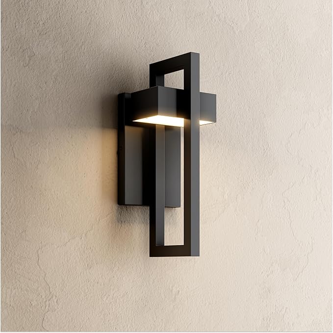 𝗠𝗢𝗗 𝗟𝗜𝗚𝗛𝗧𝗜𝗡𝗚 Terri | Modern Outdoor Wall Lights LED 10W, Exterior Wall Sconce Lights, Stainless Steel Outdoor Light Fixture, Waterproof IP65, 1 Pack (Black | Cool White 6000K | Small 14")