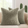 MIULEE Pack of 2 Throw Pillow Covers 20x20 Inch Sage Green Faux Fur Decorative Sherpa Pillow Covers Fuzzy Accent Soft Sheepskin Fleece Cushion Cases for Boho Home Decor Couch Living Room Bed