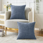 MIULEE Pack of 2 Couch Throw Pillow Covers 16x16 Inch Soft Dark Grey Blue Chenille Pillow Covers for Sofa Living Room Solid Dyed Pillow Cases