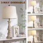 Table Lamps for Living Room Set of 2 Farmhouse Bedroom Lamps with USB C+A Charging Ports Touch Bedside Lamps for Nightstand,2 Bulbs Included