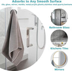 Suction Cup Hooks for Shower,Removable No Drill Towel Hooks,Upgraded 15 lbs Strong Suction hooks for Bathroom Tile,Shower Wall,Glass Door,Kitchen-Loofah,Coat,Stainless Waterproof-Matte Black 4 Pcs