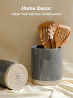 famiware Milkyway Kitchen Utensil Holder for Countertop, 7.2"+5.8" Ceramic Cooking Utensil Crocks for Counter, Utensil Organizer for Spatula & Spoon, Kitchen Decor, Set of 2, Dark Gray