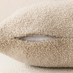 Foindtower Pack of 2, Curly Faux Fur Decorative Throw Pillow Covers Soft Plush Cushion Case with Zipper Cozy Fluffy Boho Pillowcase for Home Living Room Couch Bed Sofa 18 x 18 Inch, Light Beige