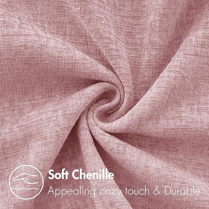 MIULEE Pack of 2 Couch Valentines Throw Pillow Covers 16x16 Inch Soft Spring Blush Pink Chenille Pillow Covers for Sofa Living Room Solid Dyed Pillow Cases