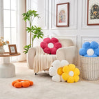 Green Flower Pillow, 23.62In Floor Pillow Cushion, Cute Flower Shaped Throw Pillow, Home Decorative Pillows for Sofa, Couch, Bed