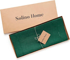Solino Home Linen Rainforest Green Table Runner 156 Inches Long - 100% Pure Linen Extra Long Table Runner 14 x 156 Inch for Fall, Autumn, Thanksgiving, Christmas - Classic Hemstitch