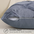 decorUhome Throw Pillow Covers 18x18 Inch Set of 2, Soft Plush Faux Fur Wool Blue Grey Couch Pillow Covers, Decorative Neutral Pillow Cases for Bed Sofa Living Room Home Decor