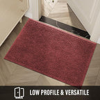 Sturdy Front Door Mat, Absorbent Muddy Dirt Resist Welcome Door Mats Outdoor Indoor, Stain and Fade Resistant, Non-Slip Rubber Backing Low Profile Doormat for Entryway, 36×24, Red