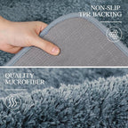 Walensee Non-Slip Bath Mat (16 x 24, Slate) Soft Microfiber Shaggy Bath Mat Machine Washable Thick Plush Rug for Shower