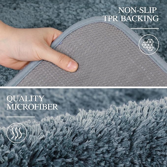 Walensee Large Bathroom Rug (24 x 48, Slate) Extra Soft and Absorbent Shaggy Bath Mat Machine Washable Microfiber Non Slip Luxury Floor Mat