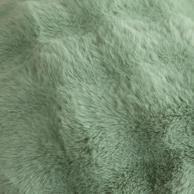MANDIOO Pack of 2 Thick Plush Wool Decorative Throw Pillow Covers Super Soft Wave Bubble Fur Velvet Cushion Covers Pillow Shams for Couch Bed Living Room 24x24 Inch Sage Green