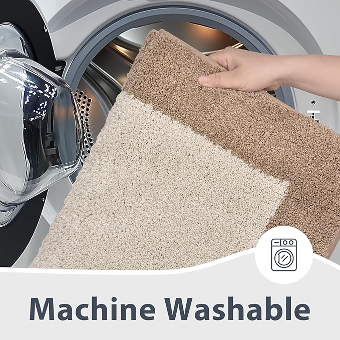 Bathroom Rugs 30" x 46", Non-Slip Extra Soft Absorbent Bath Rugs, Machine Washable Quick Dry Bath Mats for Bathroom Floor, Shower, Bathtub and Sink, Beige & Grayish Brown