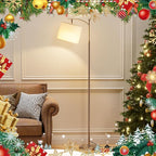 60" Floor Lamps with Remote Control & Bulb, Colors Temperature & Brightness Adjustable, Deep Beige Shade & Brown Pole