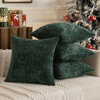 MIULEE Christmas Pack of 4 Couch Throw Pillow Covers 16x16 Inch Green Soft Decorative Chenille Pillow Covers Farmhouse Accent Cushion Covers for Boho Home Decor Sofa Bedroom Living Room