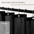 90 Inch Shower Curtain Linen Neutral Extra Long Shower Curtain for Bathroom Bath Drapes Modern Boho Shabby Chic Country Rustic Cloth Drapes Bathroom Decor Black 72x90