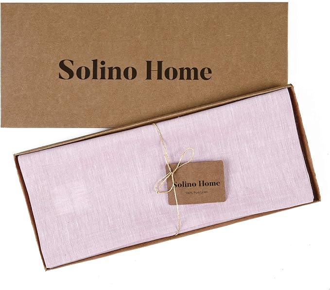 Solino Home Linen Table Runner 156 Inches Long - Athena, 100% Pure Linen Bubblegum Pink Table Runner 14 x 156 Inch for Dining, Halloween