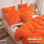 XeGe Faux Fur Fluffy Pillow Cases, Soft Plush Shaggy Furry Orange Pillowcases, Velvet Fuzzy Decorative Throw Pillow Covers for Bed Couch, Zipper Closure, Set of 2(King Size, Orange)