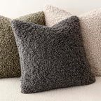 Foindtower 2 Pieces 24x24 Inch Dark Gray, Faux Fur Throw Pillow Cover Accent Sherpa Furry Pillow Covers Fuzzy Soft Pillowcases Cozy Sheepskin Decorative Fleece Cushion Case for Bed Couch Living Room