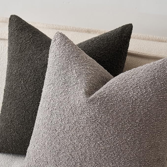 MIULEE Textured Boucle Throw Pillow Cover Dark Coffee Accent Solid Lumbar Pillow Case Decorative Soft Pack of 1 Couch Cushion Chair Sofa Bedroom Livingroom Home Decor,12x20 Inch