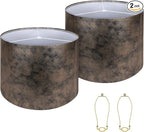Lamp Shades set of 2 Large Drum Lampshade for Floor Lamps and Table Lamps Come With 2 Lamp Shade Holders New Crocodile Print Lampshade，Top 15"× Bottom15"× Height12" Spider Easy Assemble