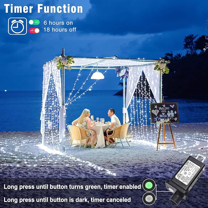 Christmas Lights Indoor, 132FT 400 LED Outdoor String Lights with 8 Modes Waterproof, Plug in Fairy Twinkle Lights Clear Wire for House Bedroom Patio Window Garden Wedding Decorations
