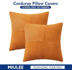 MIULEE Fall Burnt Orange Corduroy Pillow Covers Pack of 2 Boho Decorative Spliced Throw Pillows Soft Cross Patchwork Textured Covers Pillowcases Home Decor for Couch Living Room Bed Sofa 16x16 inch