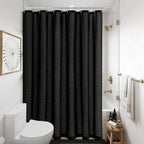 Extra Long Black Linen 84 Inch Shower Curtain Neutral Modern Bath Curtain Set 84 Inch Long with Hooks XLong Tall Farmhouse Boho Modern Drapes for Bathroom Black 72x84