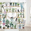 Green Potted Plant Shower Curtain Cactus Leaf Floral Black Cat Shower Curtains for Bathroom Waterproof Polyester Fabric Bathroom Curtain 72 x 72 Inch with 12 Plastic Hooks