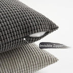 MIULEE Timeless Neutral Euro Sham Pillow Covers 24x24 Set of 4 Mid Century Modern Grey Throw Pillows Rustic Corduroy Couch Pillowcases Nordic Home Decor for Sofa Living Room Bed