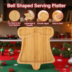 Christmas Serving Tray, Bell Shape Charcuterie Board, Bamboo Serving Platter Dish for Holiday Party Food Tray for Cheese Snack Fruit 10 x 8.7 x 0.6 Inches