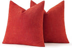MIULEE Pack of 2 Christmas Decorative Throw Pillow Covers Soft Chenille Throw Pillows Solid Textured Euro Cushion Covers for Couch Sofa Bedroom Living Room 24x24 Inch, Red