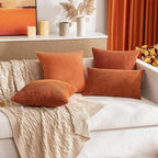 MIULEE Pack of 2 Rust Pillow Covers 12x20 Inch Soft Boho Striped Corduroy Throw Pillow Covers Set Decorative Square Cushion Cases Pillowcases for Sofa Bedroom Couch