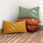 MIULEE Fall Decorative Throw Pillow Covers 12x20 Inch Set of 4, Vibrant Cushion Covers Vintage Retro Home Decor, Mix and Match Color Clash Design for Sofa Couch Bed Living Room Yellow Rust Green