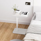 Side Table Sofa Tray for Couch Heavy Metal Base Swivel/Adjustable Height, Sofa Bed Bathroom Study TV Tray C Shaped End Table Food Snack Trays for Eating