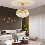 9-Light Gold Crystal Chandelier Contemporary 22'' Modern Semi Flush Mount Crystal Hanging Light Sparkling Decoration for Bedroom Entryway Living Dining Room Kitchen Island Hallway