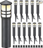 SUNVIE 12-Pack Low Voltage Landscape Pathway Lights 3W Outdoor Landscape Lighting 3000K 12-24V LED Bollard Path Lights Wired CRI 90+ Aluminum Pathway Lighting for Walkway Yard Garden, ETL Listed Cord