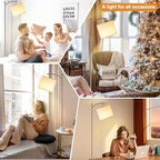 60" Floor Lamps with Remote Control & Bulb, Colors Temperature & Brightness Adjustable, Deep Beige Shade & Brown Pole