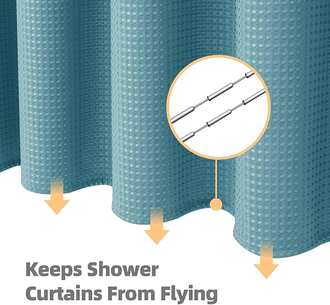 LaCyan 3 in 1 Waterproof Waffle Weave Shower Curtain and Clear Liner Set with 6 Stainless Steel Hooks Double Sided for Bathroom 72 Inches Heavy Duty Polyester Fabric Shower Curtains 36x72