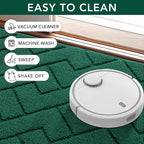 hicorfe Front Door Mat Outside Entrance,24"x35" Absorbent Muddy Dirt Resist Welcome Door Mats Outdoor Indoor,Stain and Fade Resistant,Non Slip Backing Entry Mat Doormat for Entryway (Evergreen)