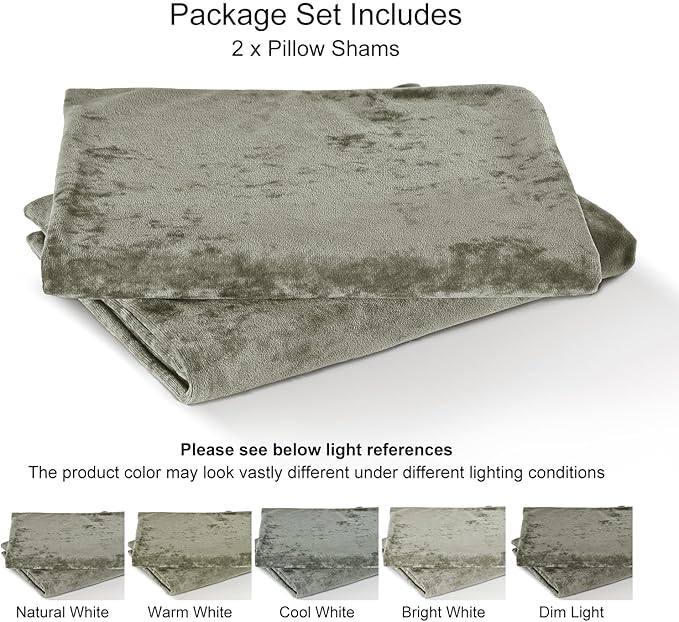 PHF Truly Velvet Pillowcases Standard Size, No Insert, 2 Pack Ultra Soft Breathable Pillow Shams Covers with Envelope Closure, 20" X 26" Luxury Cozy Warm Fuzzy Flannel, Smokey Olive
