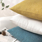 Phantoscope Pack of 2 Farmhouse Throw Pillow Covers Button Vintage Linen Solid Decorative Pillow Cover for Couch Bed and Chair Dark Yellow 18 x 18 inches 45 x 45 cm