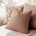 Foindtower Set of 2, Decorative Textured Boucle Throw Pillow Covers Accent Solid Pillow Cases Neutral Couch Cushion Case for Chair Sofa Bedroom Living Room Home Decor 24x24 Inch Dusty Orange Hazel