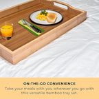 Prosumers Choice Wooden Tray - Light Brown Serving Trays with Handles - Nesting Design for Space Saving - Wooden Serving Tray for Food, Drinks, Snacks - Set of 3